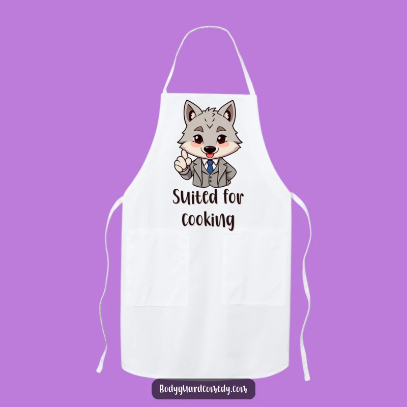 Funny Wolf Apron: Sharp Suit Chef, Brave Approval, Great Humorous Gift!