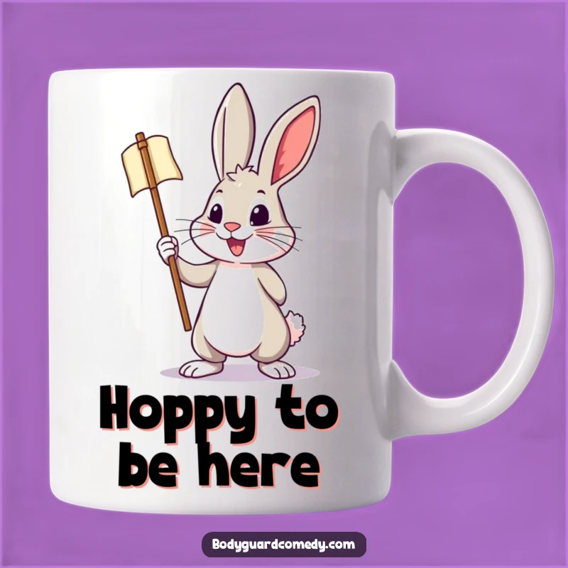Funny Brave Rabbit Mug - Energetic Banner Holder Gift, Humorous Bold Drinkware