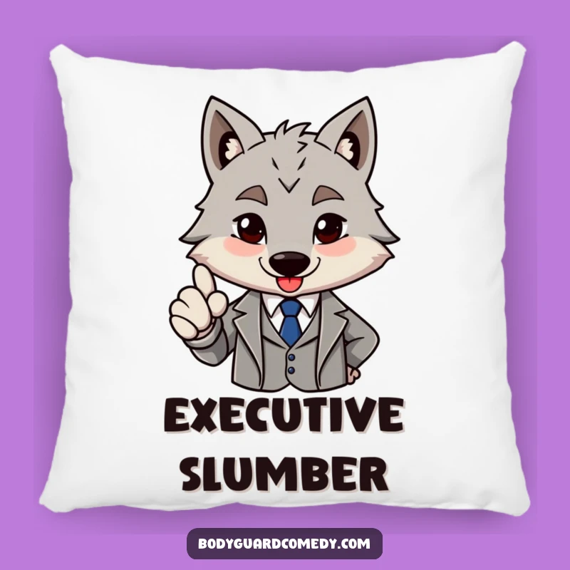 Funny Wolf Pillow: Cozy Sharp Suit Nod, Brave Approval, Fun Humorous Gift!