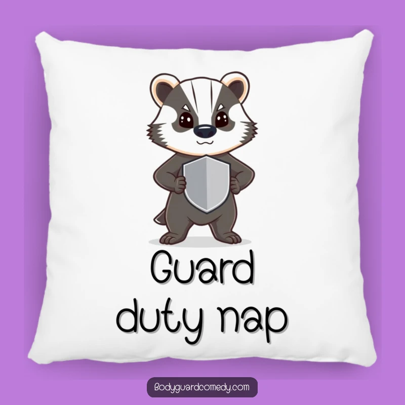 Funny Badger Shield Pillow - Cozy Steadfast Cushion, Perfect Humorous Gift