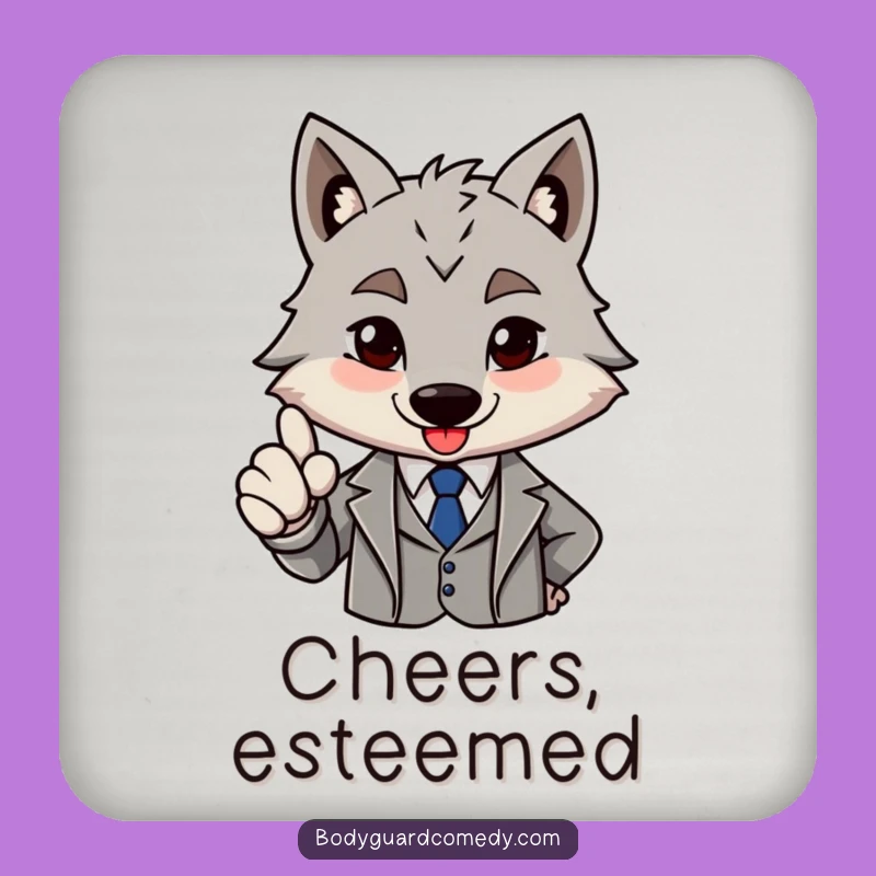 Funny Wolf Drink Coasters: Sharp Suit Nod, Brave Approval, Humorous Gift!