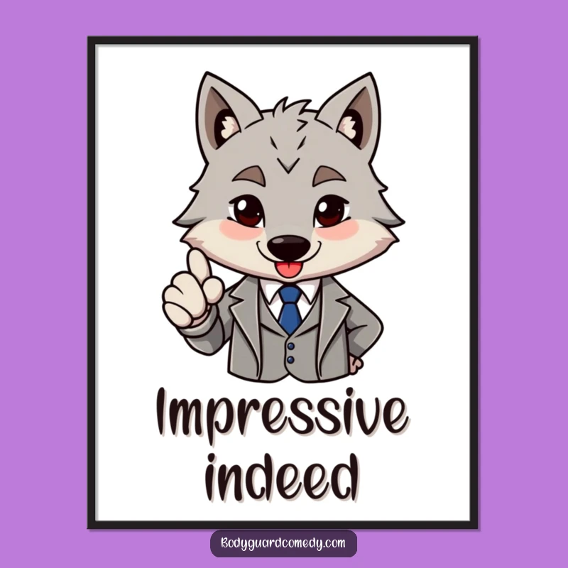 Funny Wolf Poster: Sharp Suit Nod Art, Brave Approval, Epic Humorous Gift!