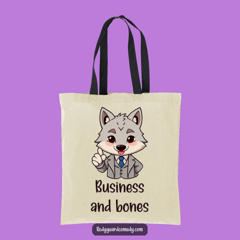 Funny Wolf Tote Bag: Sharp Suit Nod, Brave Approval, Perfect Humorous Gift!