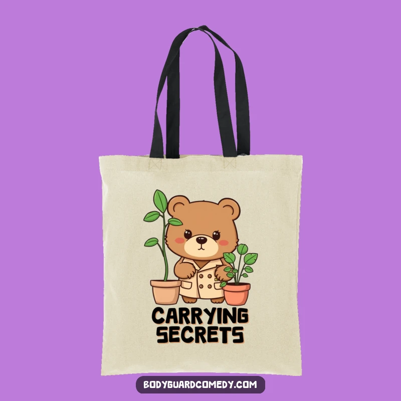 Funny Bear Tote Bag: Trench Coat Detective, Plant Peeker, Perfect Humorous Gift!